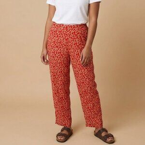 PUTAMAYO VTG 90s L Pants Red Floral High Rise Pockets Flowy Comfy Boho Hippie